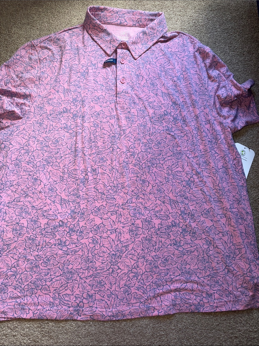 George Pink Floral Print Polo Shirt
